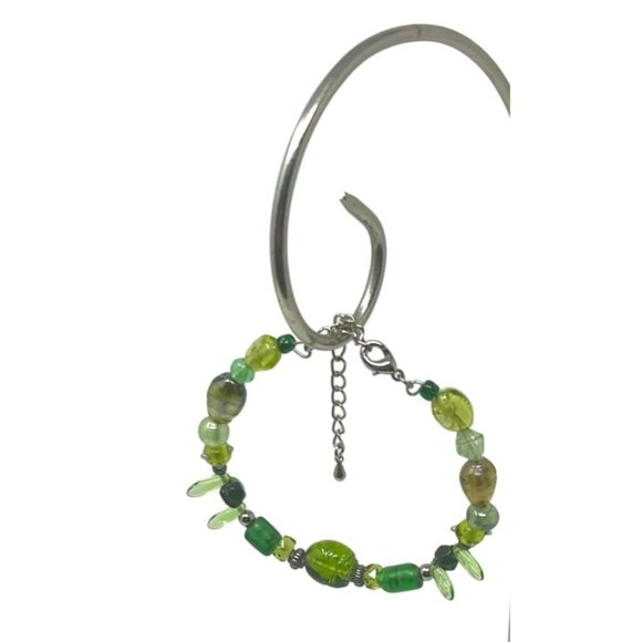 3 Vintage 1990s Handcrafted Green Beaded Bracelets - Picture 6 of 7